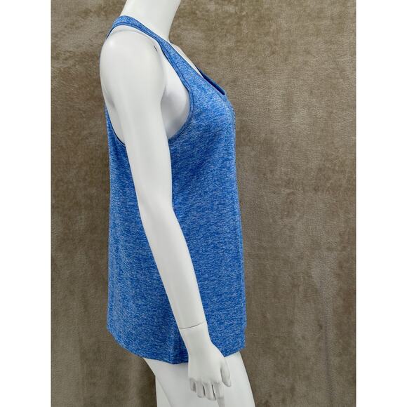 Under Armour Top Women Medium Blue Tank Heatgear Logo Graphic Workout Activewear - Picture 3 of 10